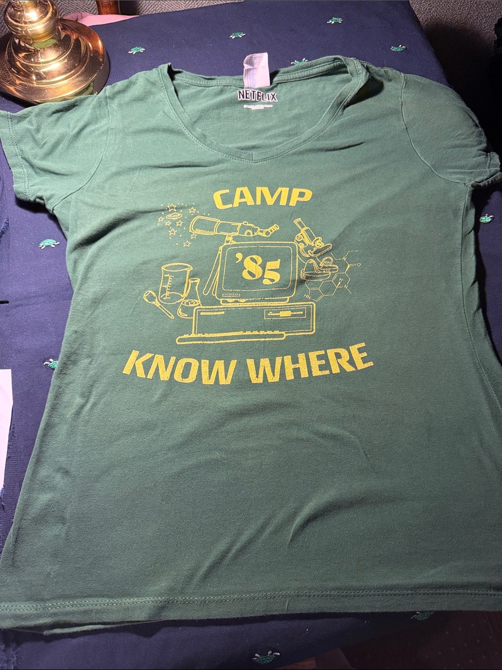 Netflix Green Kids' 'Camp Know Where' Graphic Tee with Yellow Print